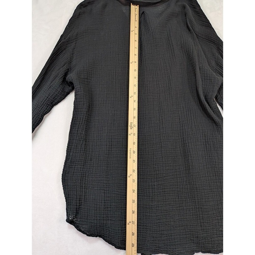 Shade & Shore Top Cover Up Womens M Black Gauzy Coastal Lagenlook Resort Beach - Picture 6 of 9